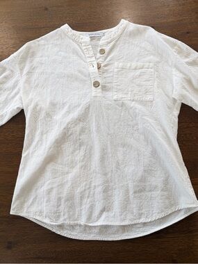 Wit & Wisdom White Short-Sleeve Henley Button Pocket Shirt